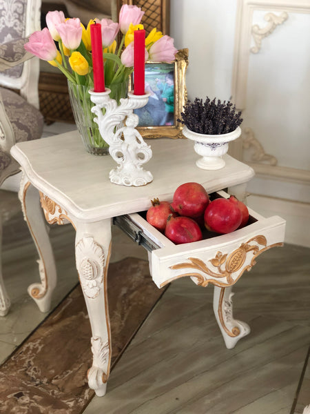 Side table of Louis XV elegance with pomegranate motif