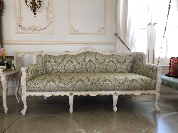 Sofa inspired by Louis XV with serpentine carved back
