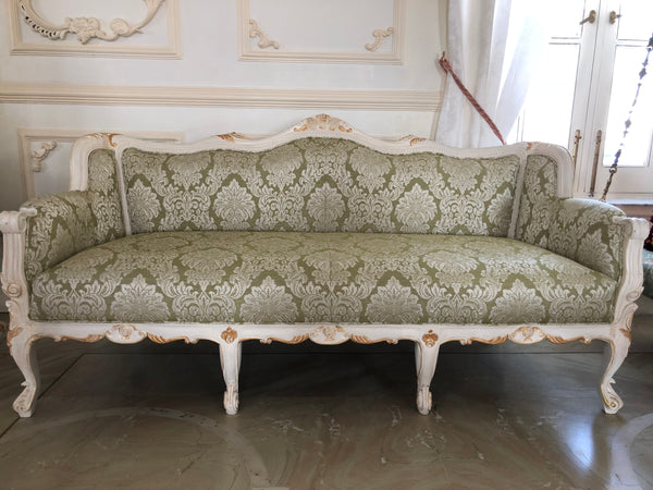 Sofa inspired by Louis XV with serpentine carved back