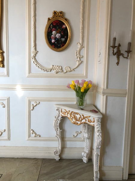 Meuble d'angle / corner table with pomegranate motif