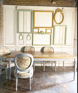 Louis XVI rustic dining table with parquet top
