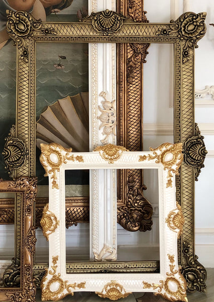 Frames of oversized proportions and rococo elements inspired by Louis XV