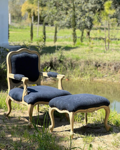 Louis XV fauteuil and ottoman set