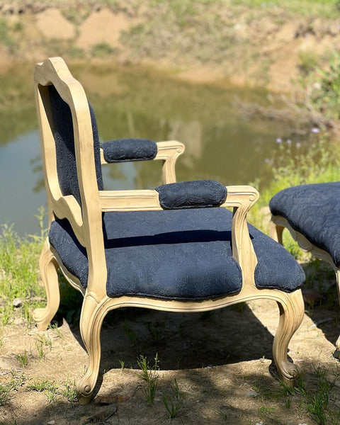 Louis XV fauteuil and ottoman set