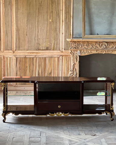 Petite rococo shelves customised as a media unit