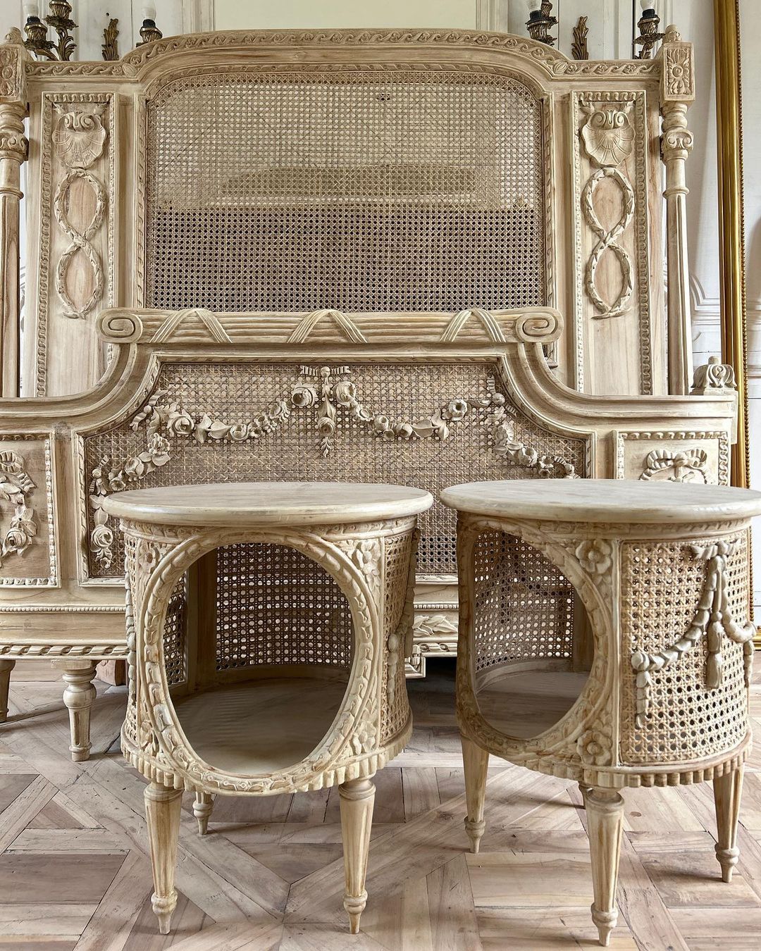Louis XVI country style side table with swags