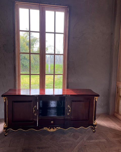 Petite rococo credenza customised as a media unit