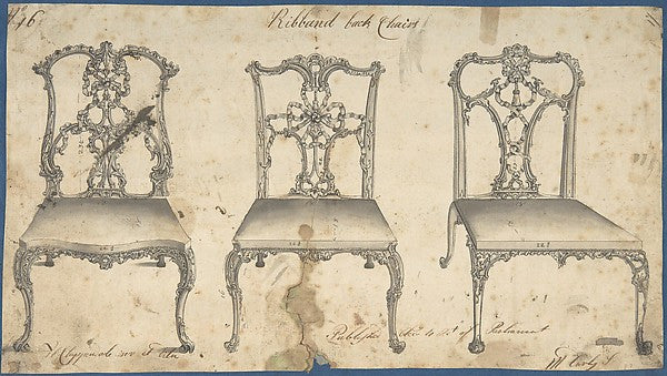 Chair with riband inspired by Chippendale