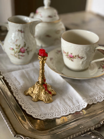 Diminutive rococo candelabra for tray setting