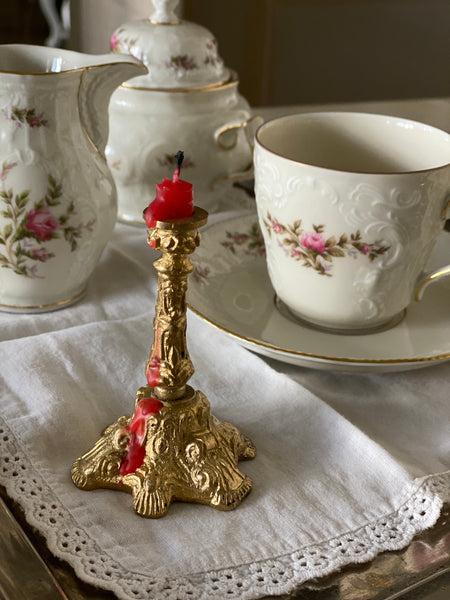 Diminutive rococo candelabra for tray setting